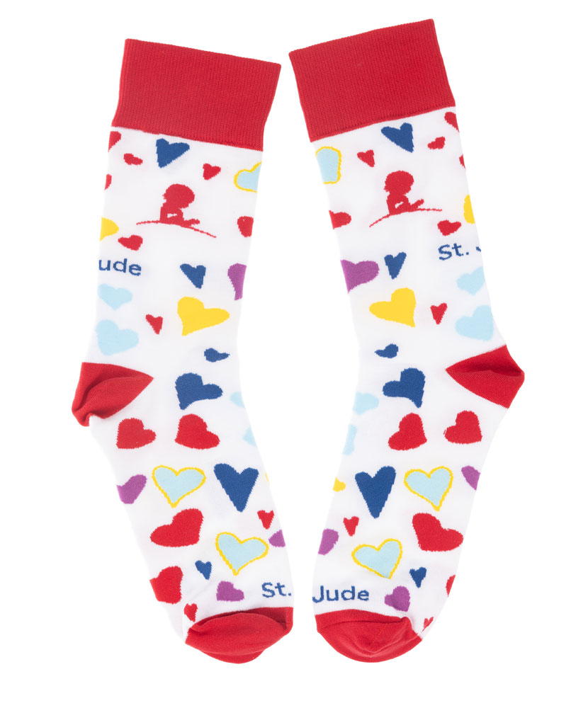 St. Jude Patient Art-Inspired Multi-Colored Heart Socks
